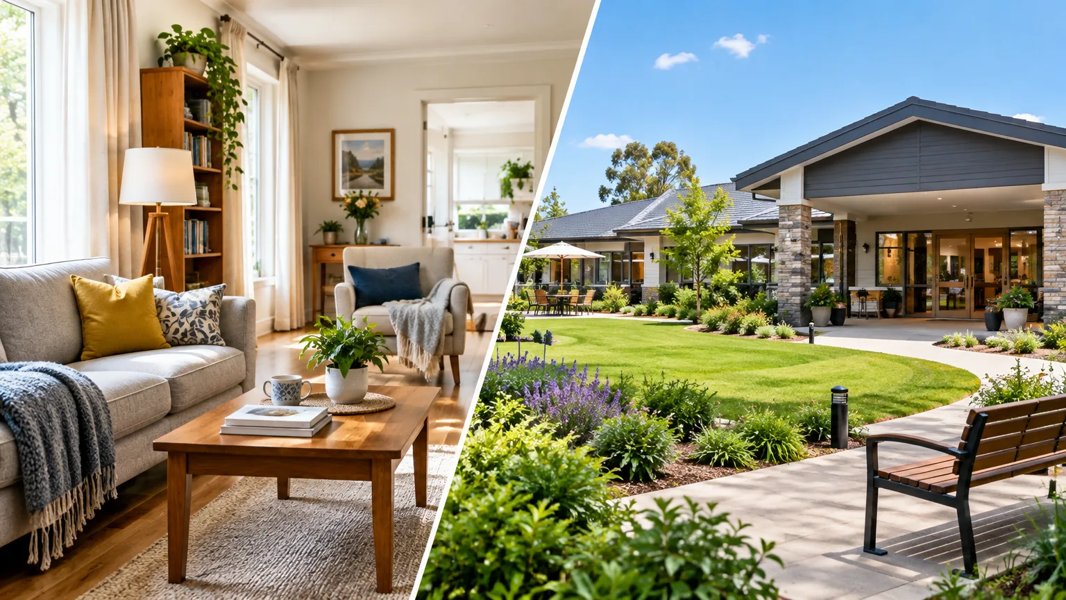 Illustrative image: in-home care vs residential aged care